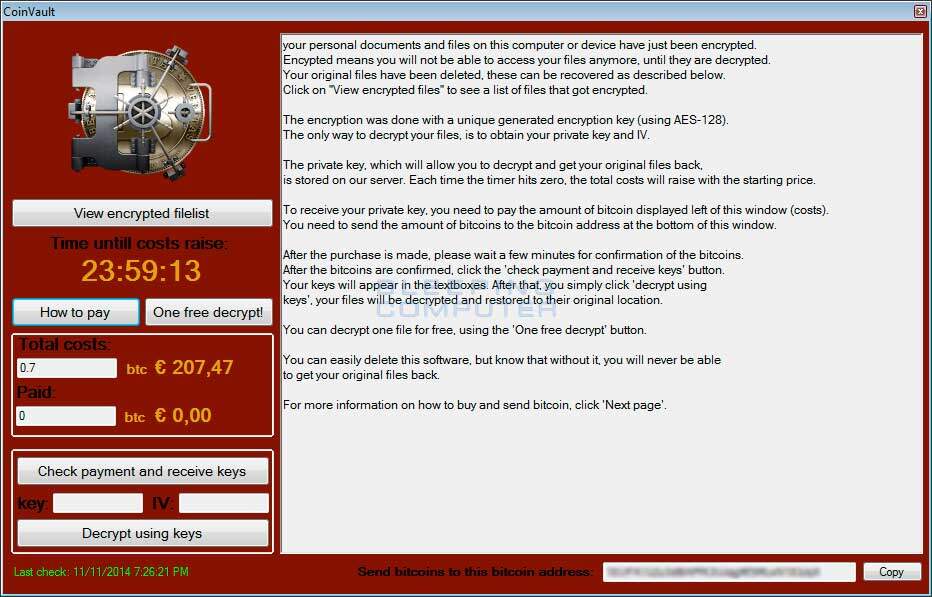 Un nou ransomware numit CoinVault face victime pe Internet