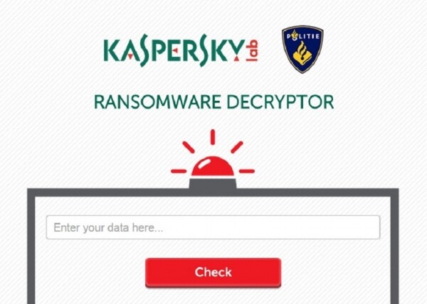 Fereastra Kaspersky Ransomware Decryptor. Articole informative pe blogul megahost.